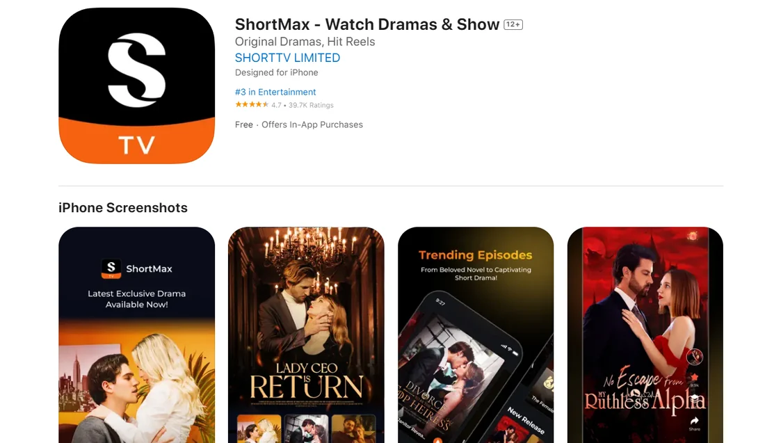 Visual for this record: ShortMax's verified operator is a Hong Kong company, ShortTV