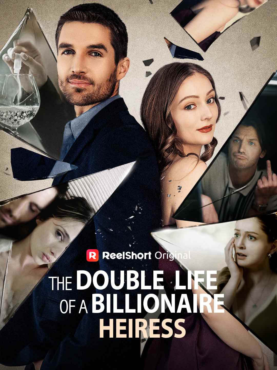 Vertical drama title poster for The Double Life of a Billionaire Heiress